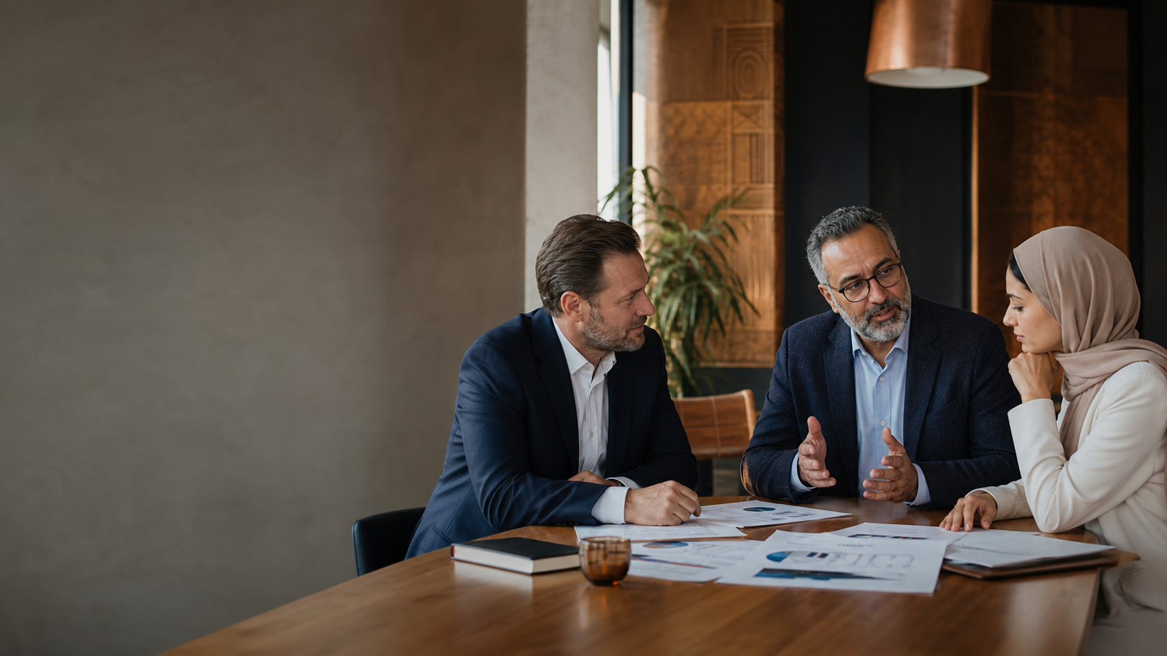 Consultant and business leaders discussing a growth strategy